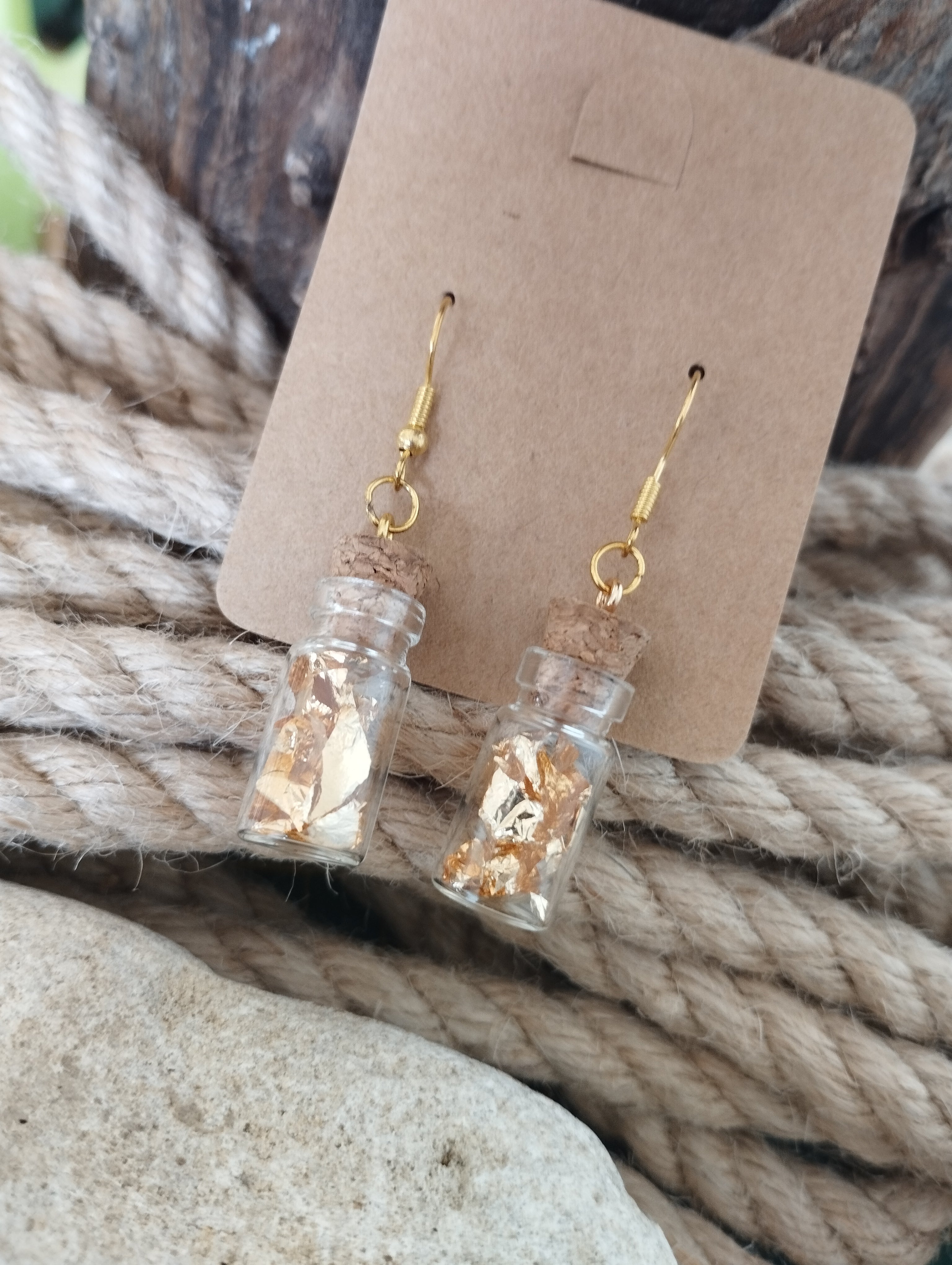 Boucles d'oreilles feuille d'or