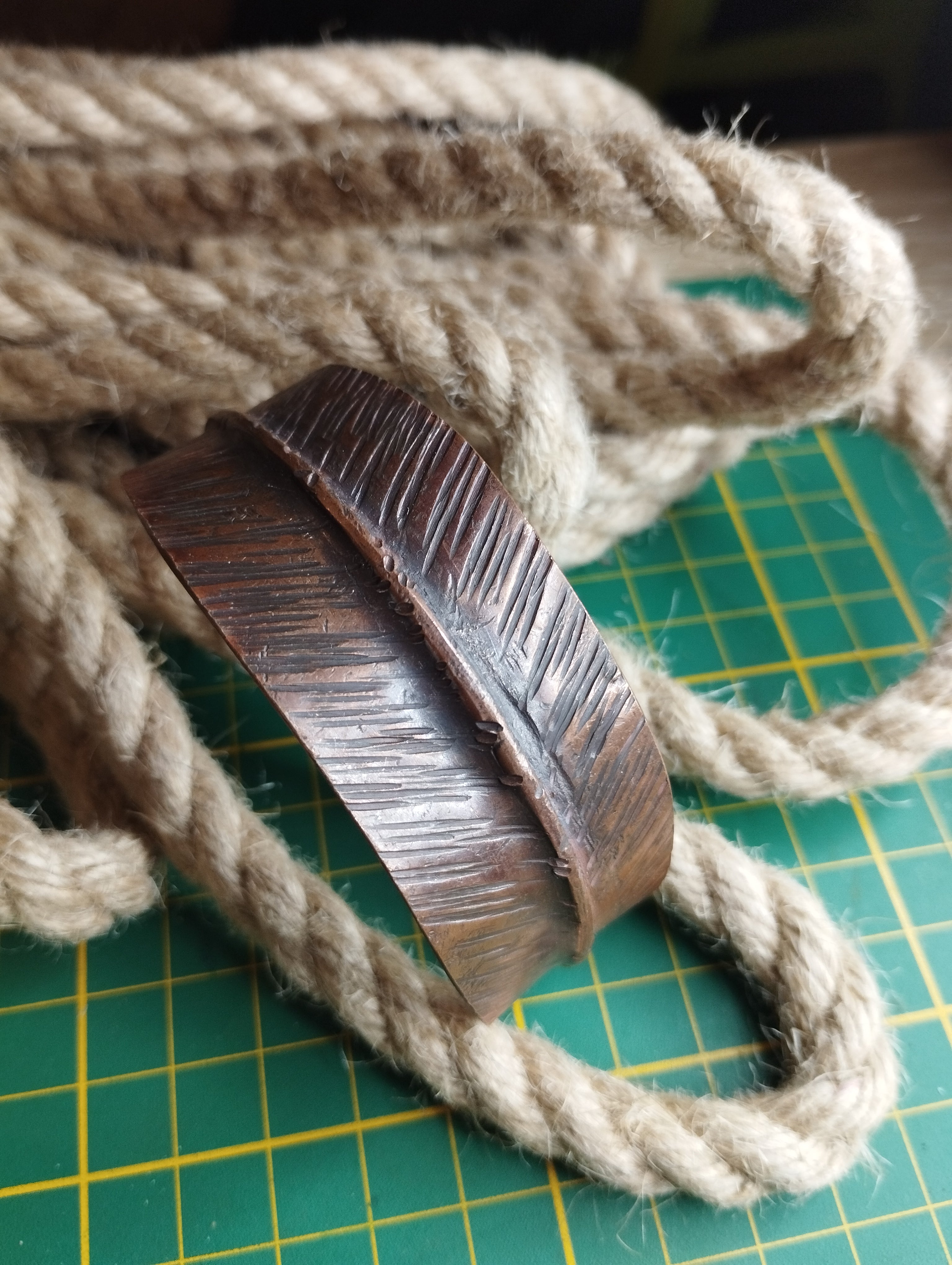 Bracelet plume cuivre