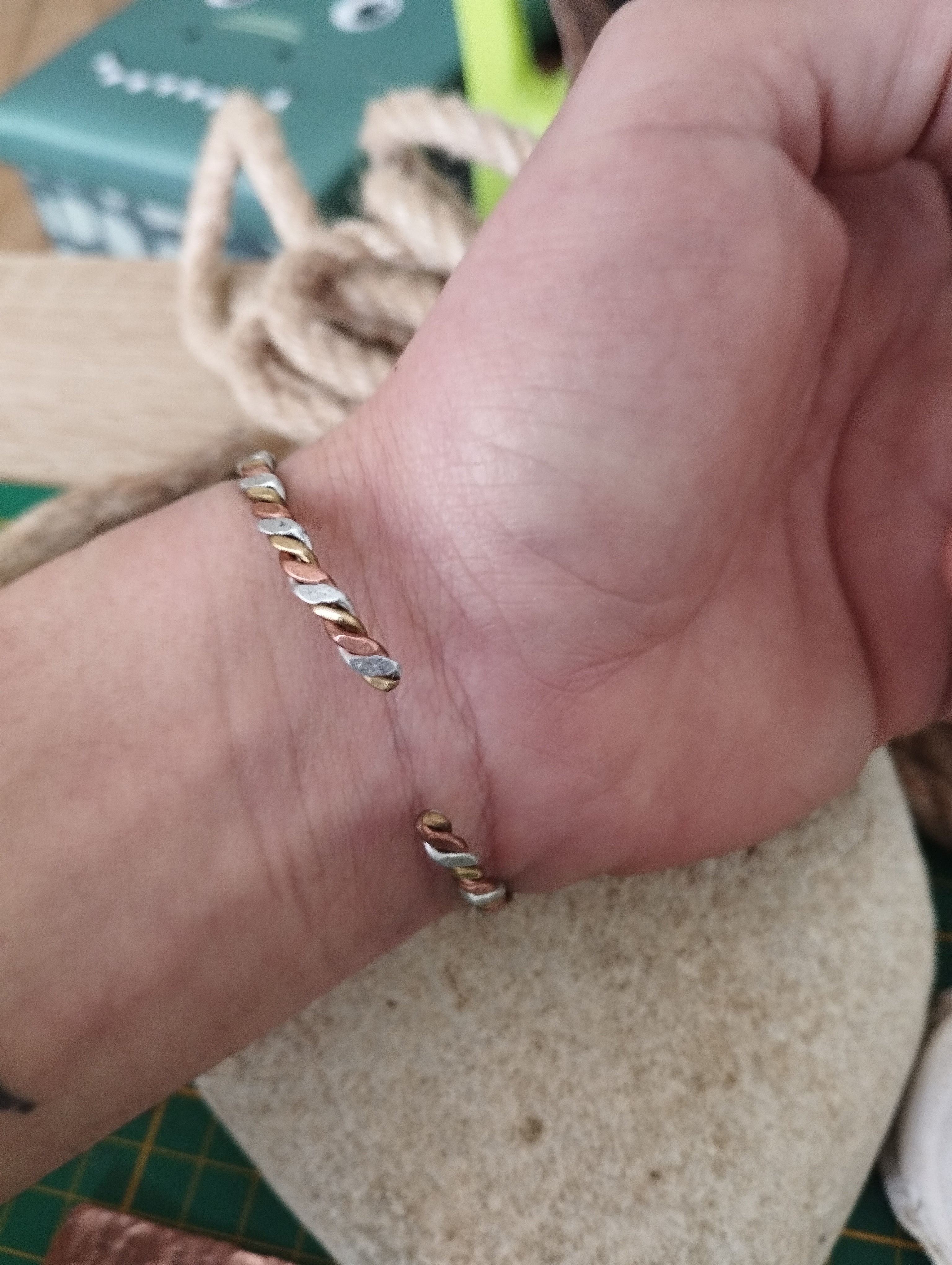 Bracelet 3 métaux fabrication artisanale