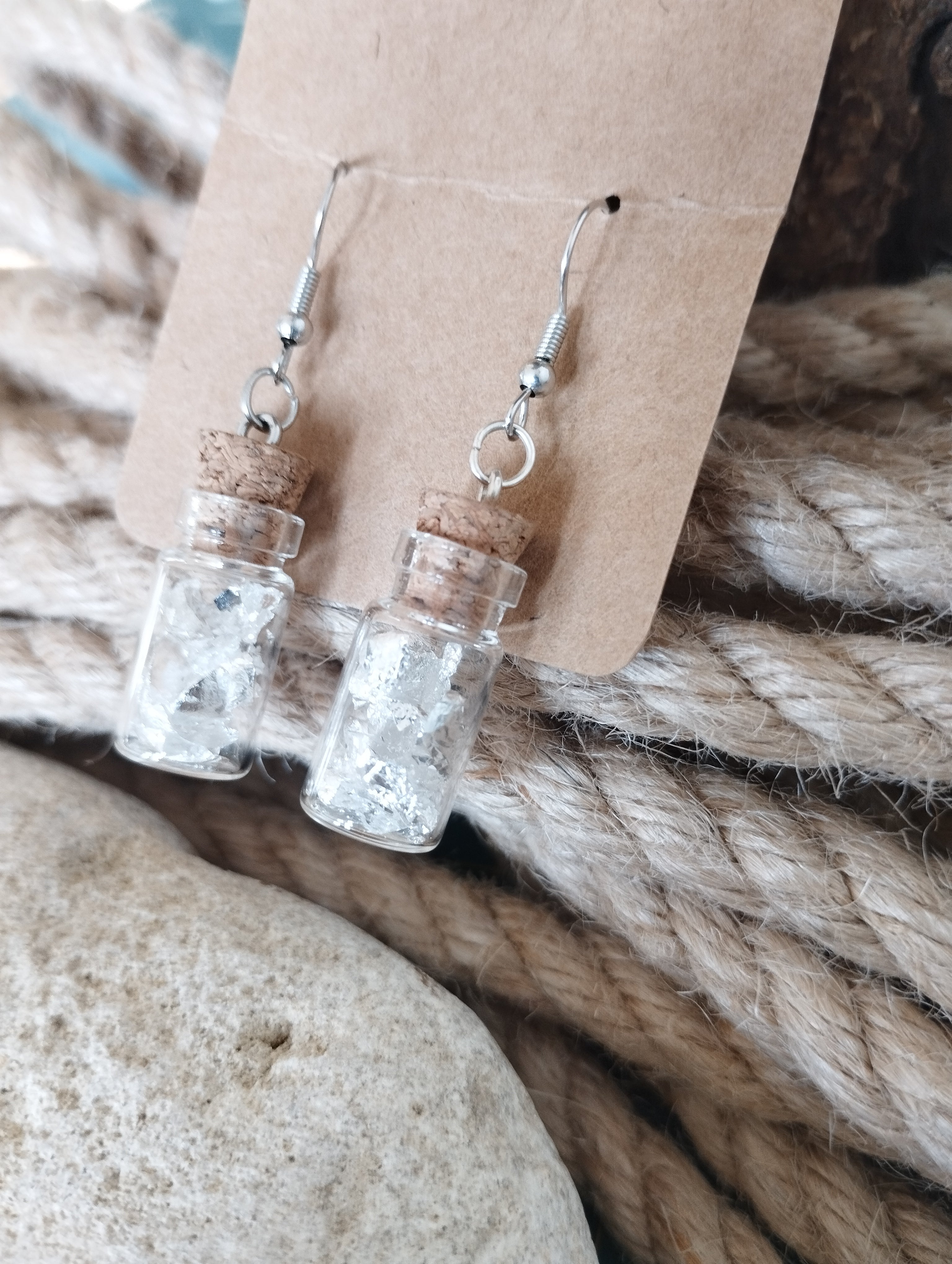 Boucles d'oreilles feuille d'argent
