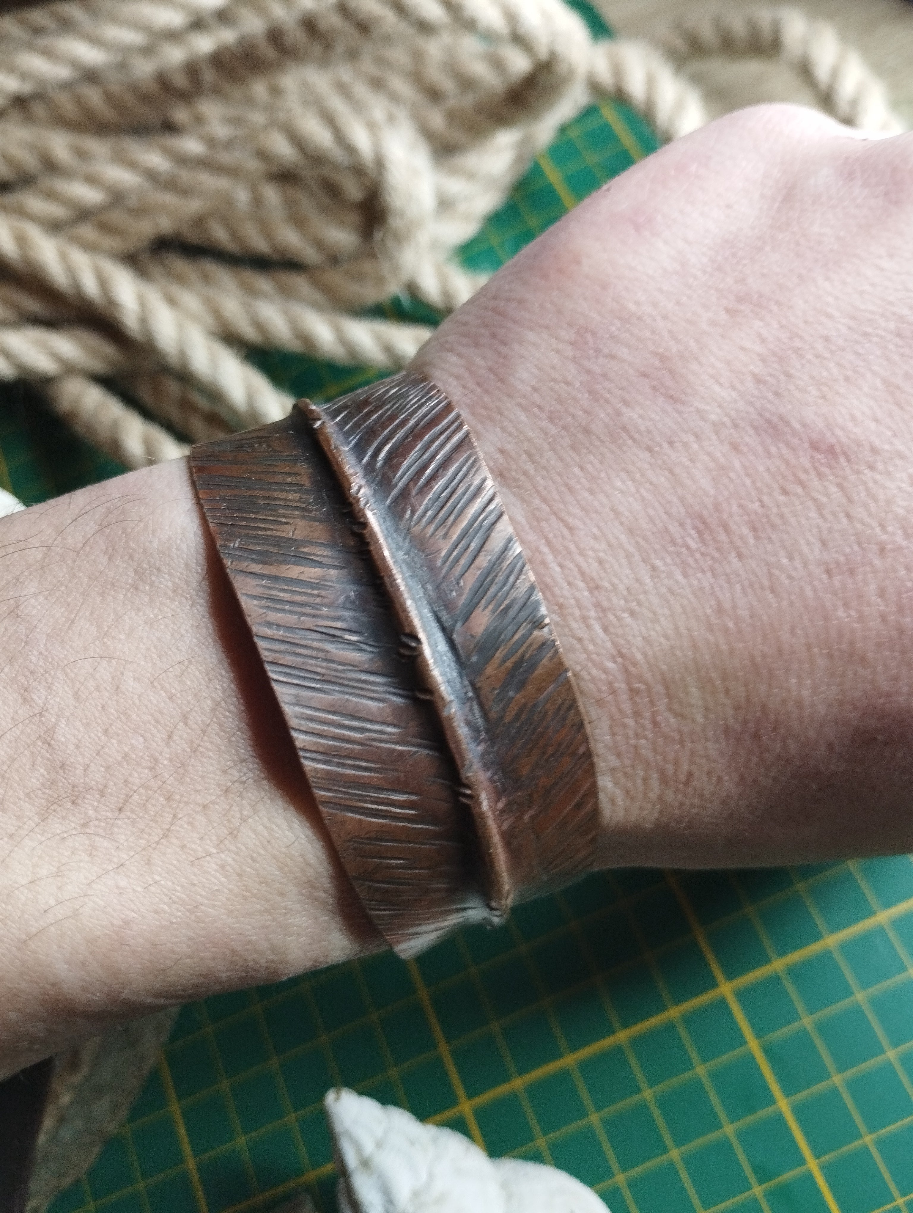 Bracelet plume cuivre