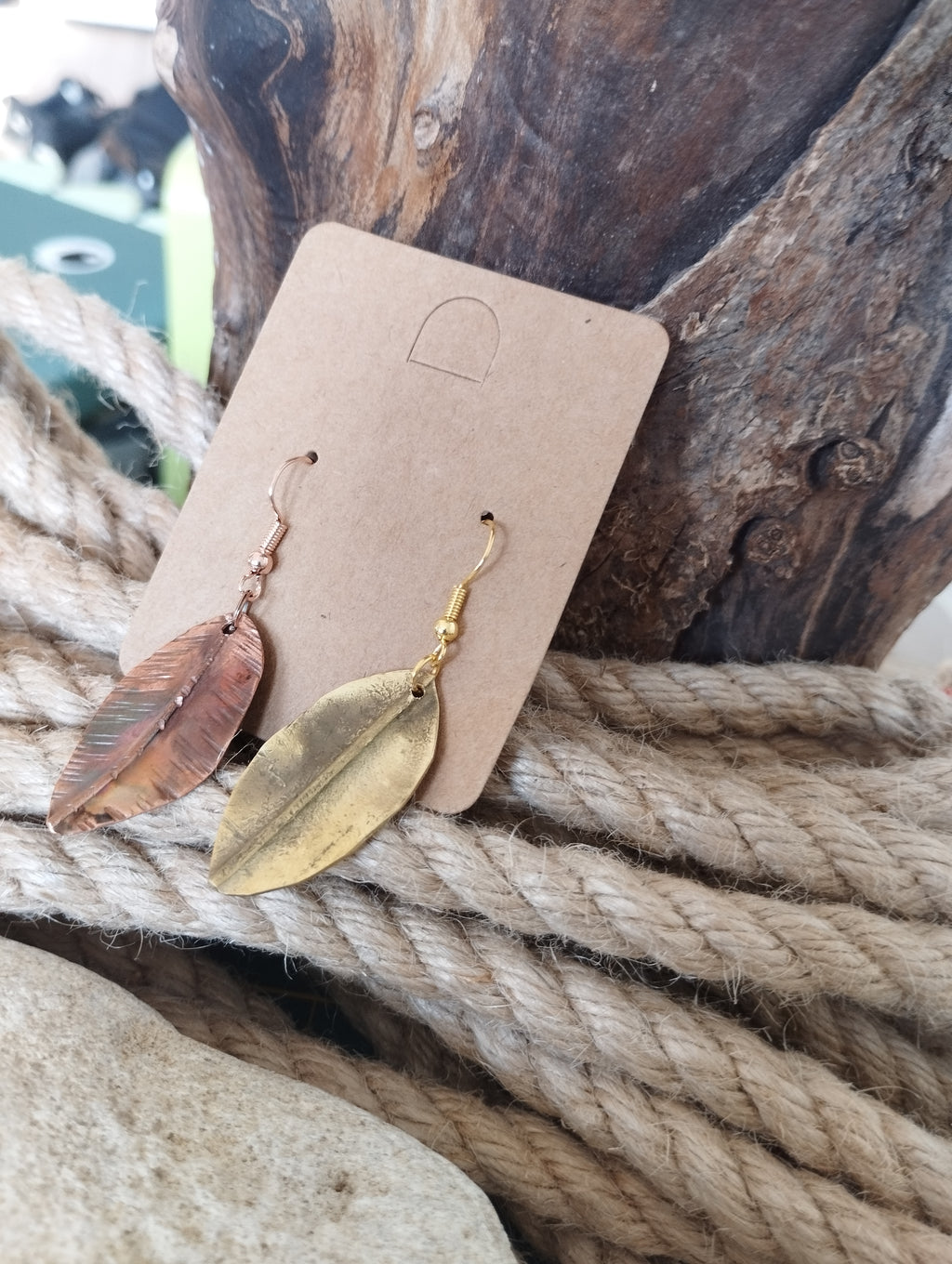 Boucles d'oreilles en cuivre et laiton