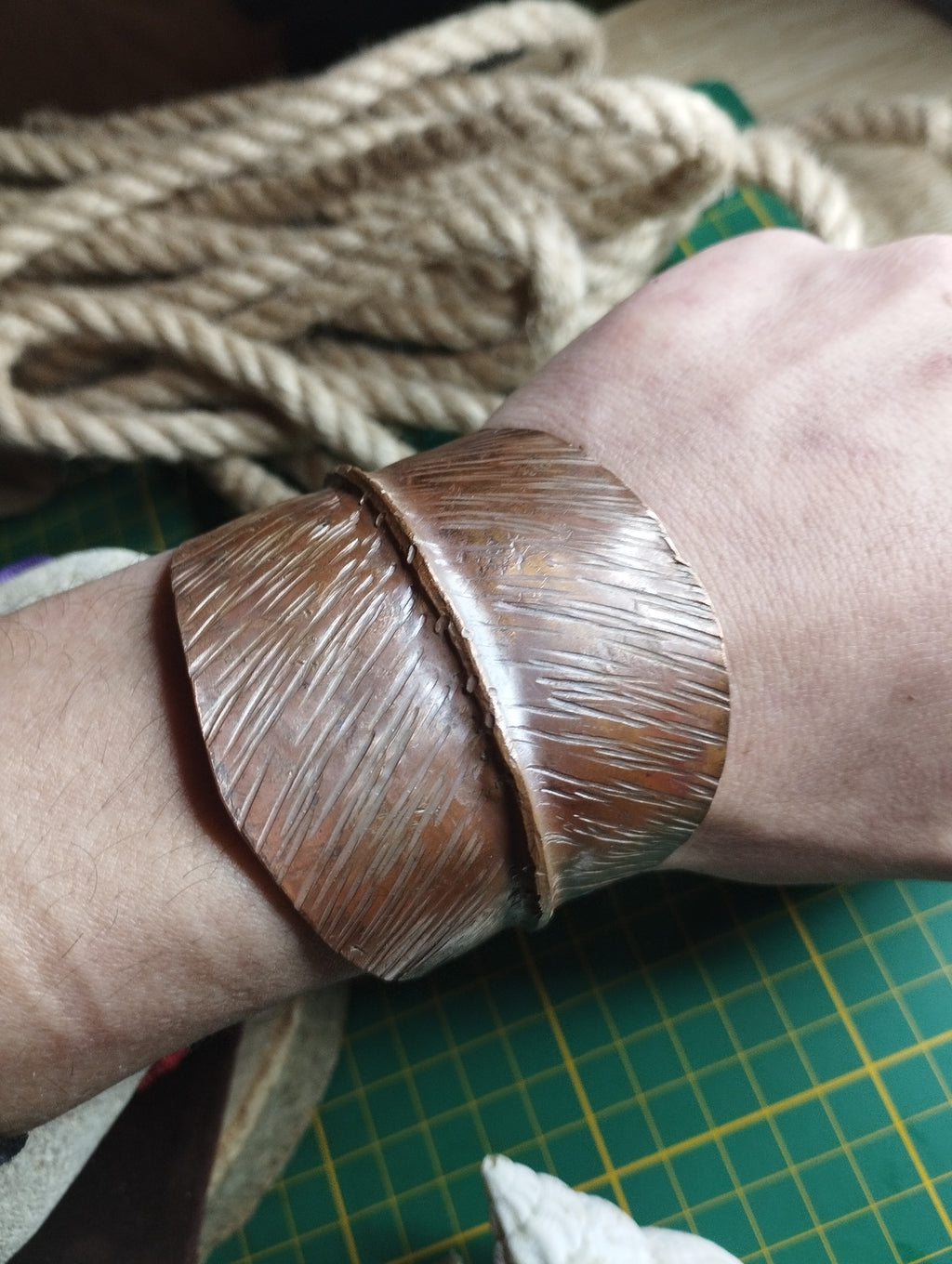Bracelet plume cuivre