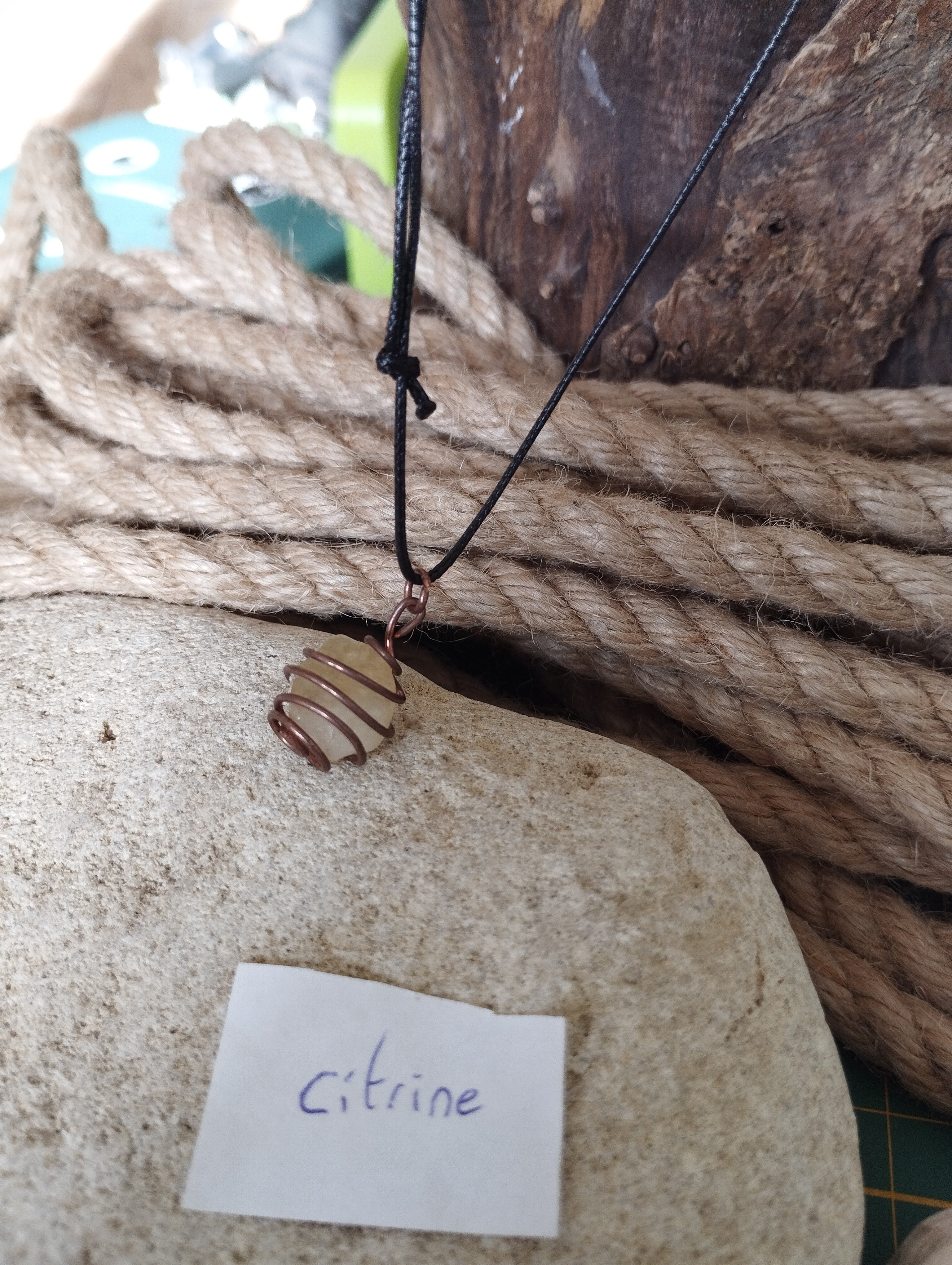 Pendentif cuivre et citrine